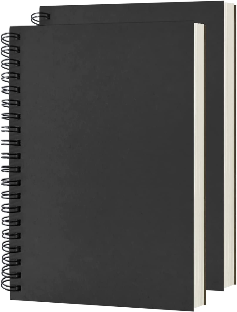 Blank Spiral Notebook, 2-Pack, Soft Cover, Sketch Book, 100 Pages / 50 Sheets, 7