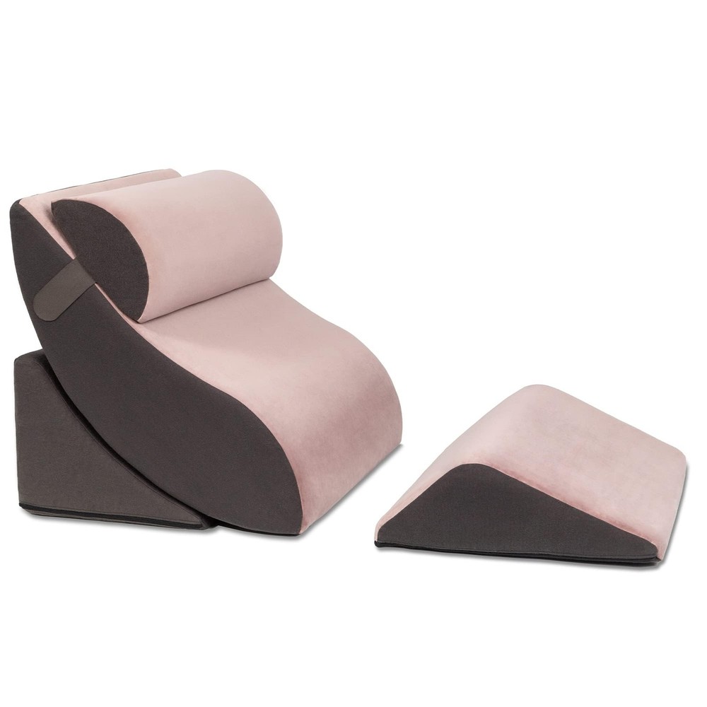 Orthopedic Support Wedge Pillow Set in Rose Grey 4-Piece Comfort System