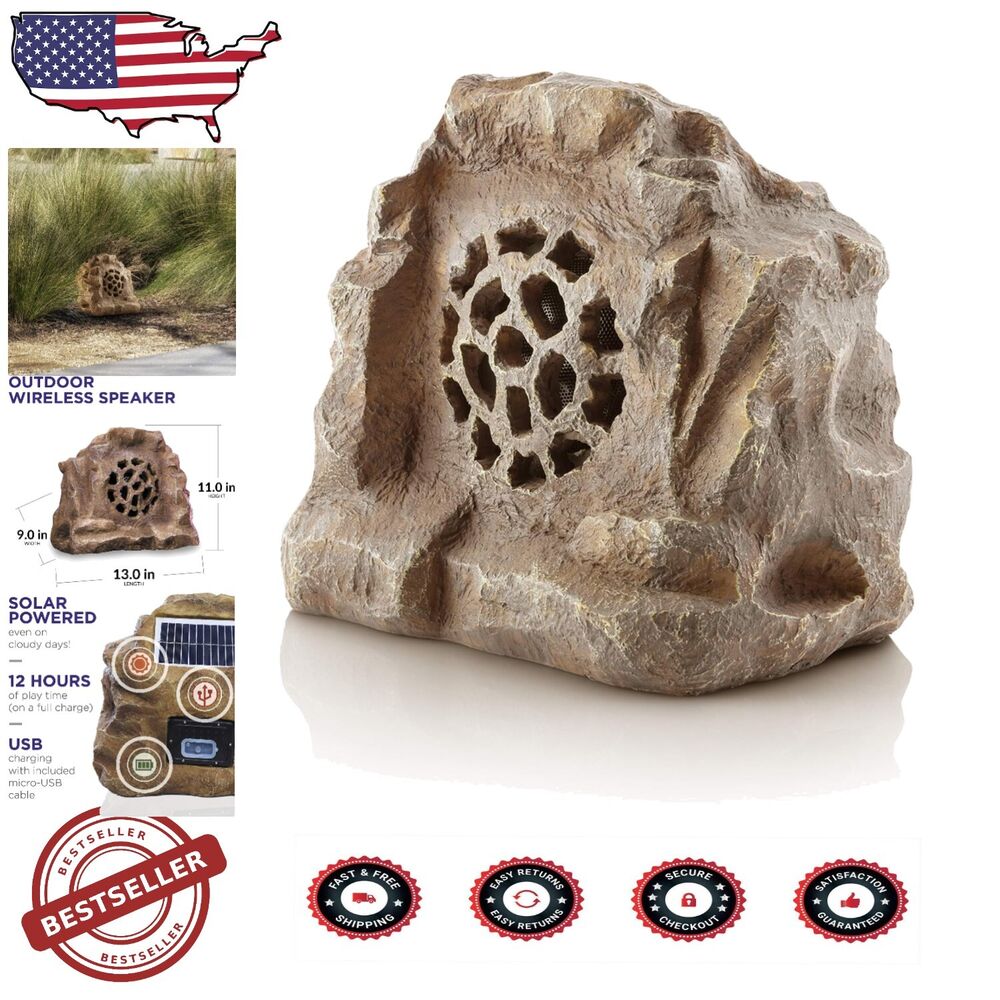 High-Fidelity Outdoor Bluetooth Rock Speaker - 50-Foot Range & Weather Resistant