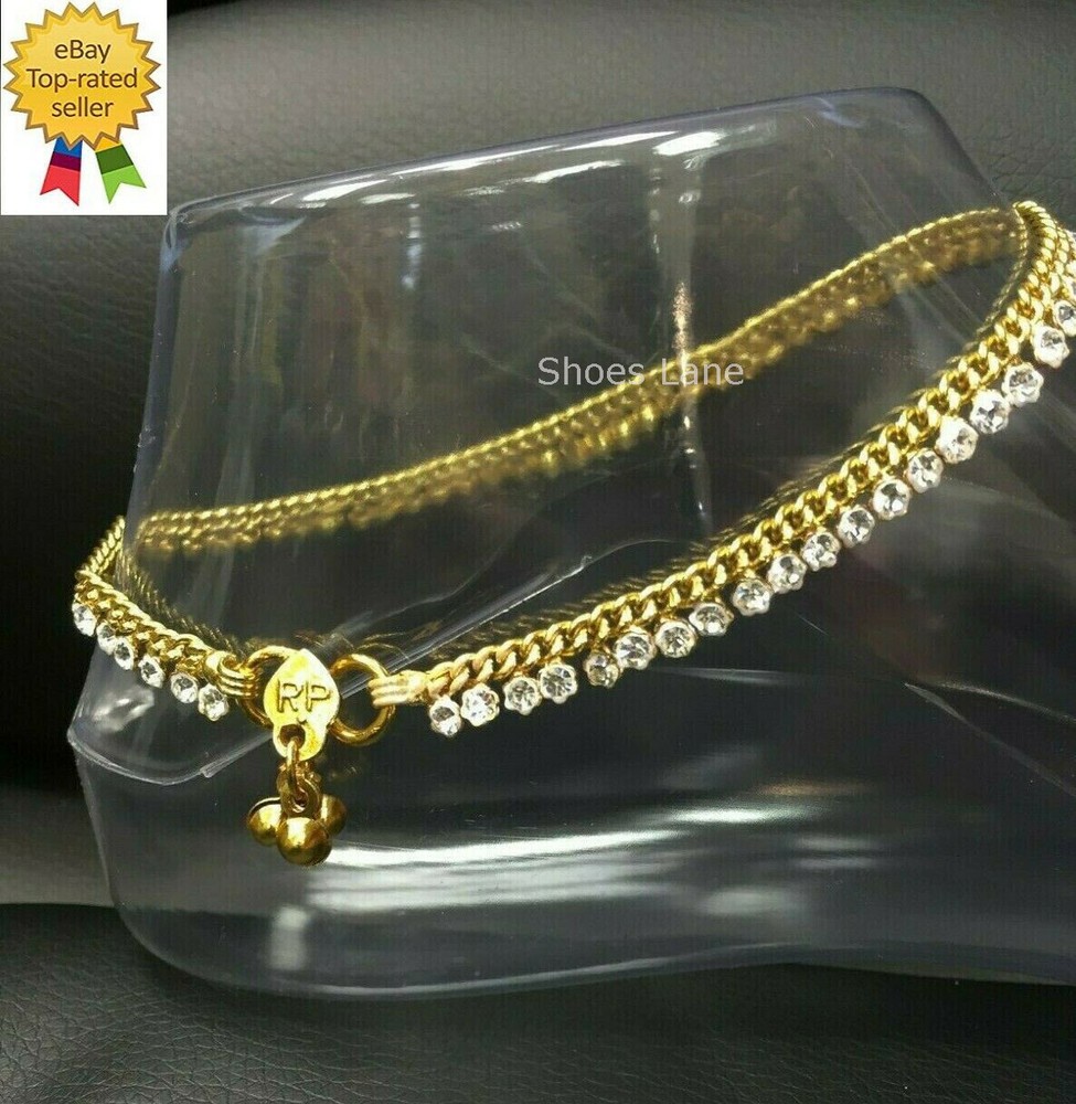Diamante Anklet Ankle Chain Indian Stunning Payal Bollywood Single or Pair-image