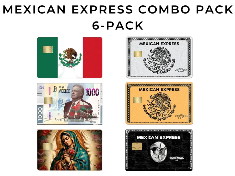 Mexican Express Combo 6-Pack Credit Card Sticker Skin Vinyl Card Cover Pack of 6