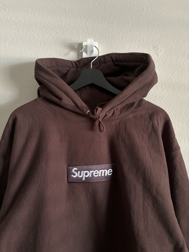 FW21 SUPREME BOX LOGO HOODED SWEATSHIRT HOODIE DARK BROWN SIZE XLARGE