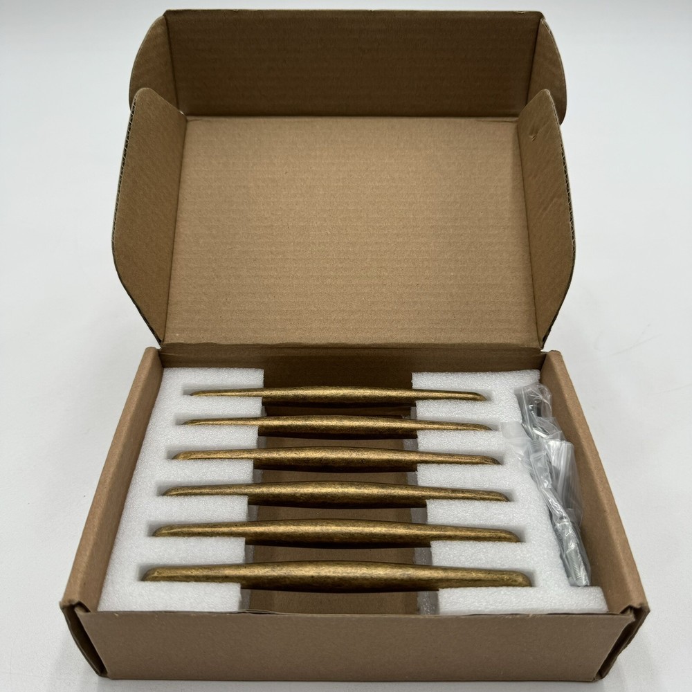Goo-Ki 6 Pack 5'' Center to Center Antique Brass Cabinet Pulls Drawer Handles