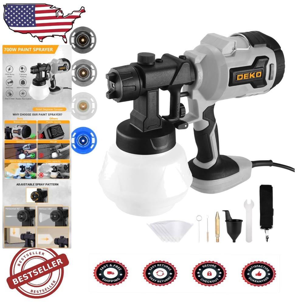 800ml Multi-Purpose Paint Sprayer with 4 Nozzles for Walls Furniture DIY Projects