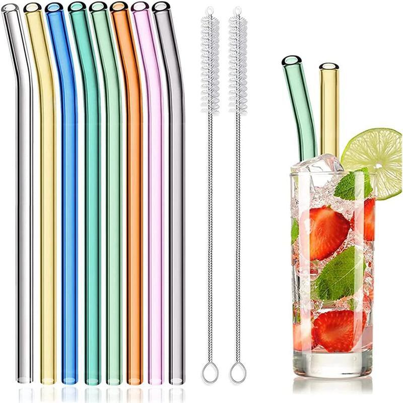 Eco-Friendly Reusable Glass Straws for Smoothies Milkshakes and Tea