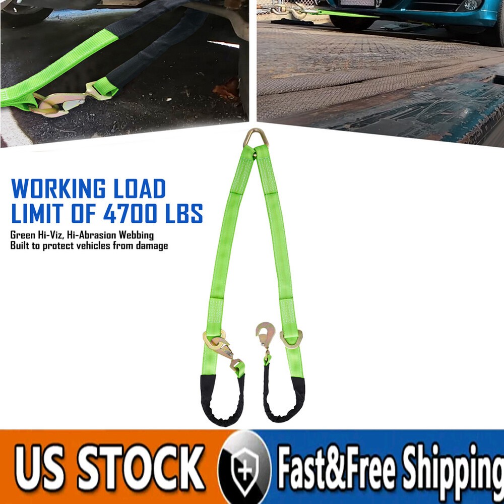 2x4 5/8 V-Bridle Strap with Snap Hooks Sleeve Axle Straps for Towing Trailers