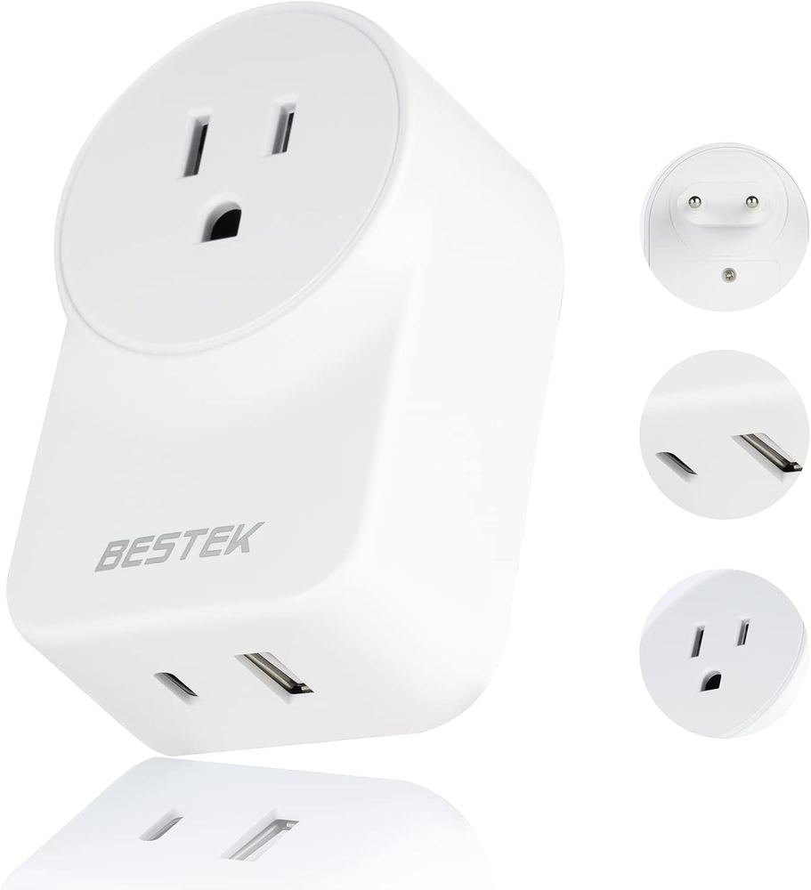 European Travel Plug Adapter, International Power Plug with Usb+Type C PD20W Out
