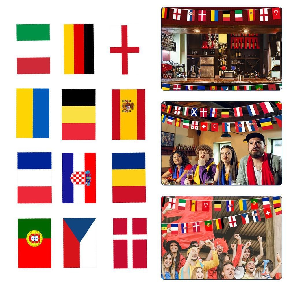 Euro 2024 Football Flags Banner, 24 Countries European String Flags I6F2 ]ц