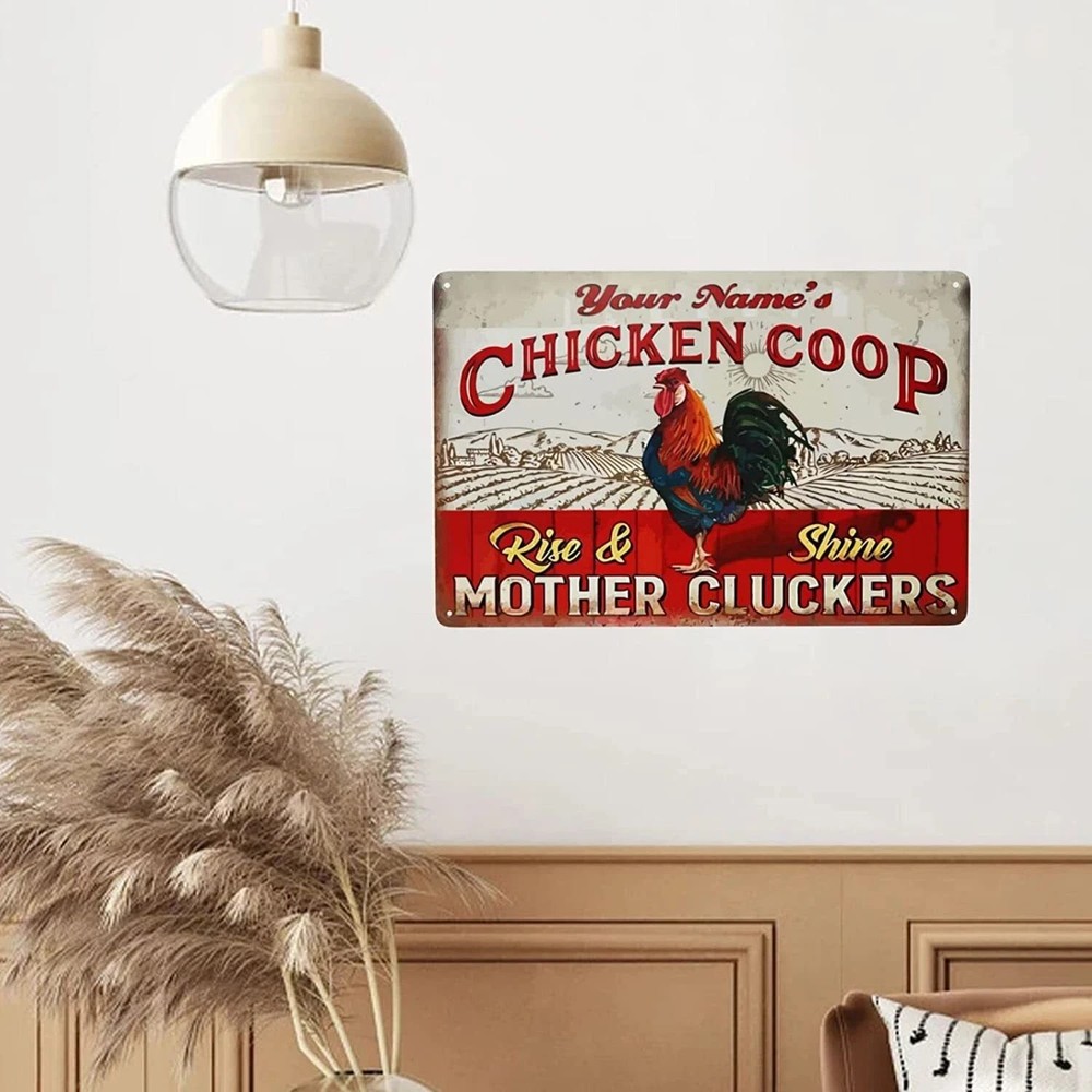 Custom Personalized Chicken Coop Metal Sign with Name for Farmhouse Decor-image