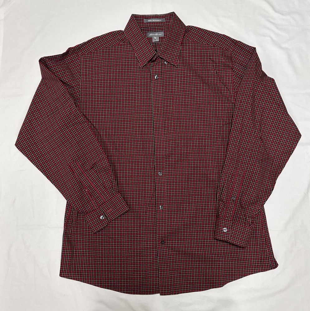 Eddie Bauer Men's Wrinkle-Resistant Long Sleeve Button-Down Dress Shirt Size L