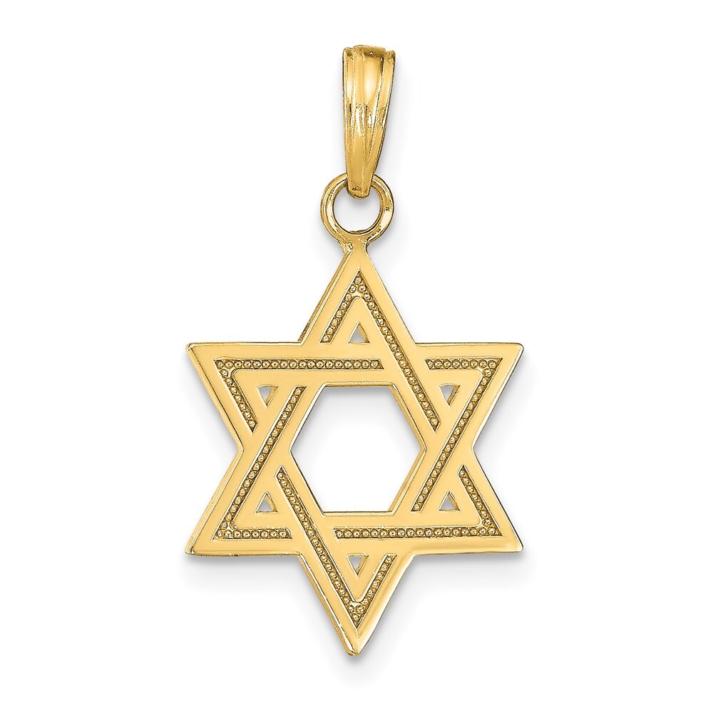 14K Yellow Gold Solid Satin Star of David Charm Pendant L- 0.99 Inch,W-0.63 Inch