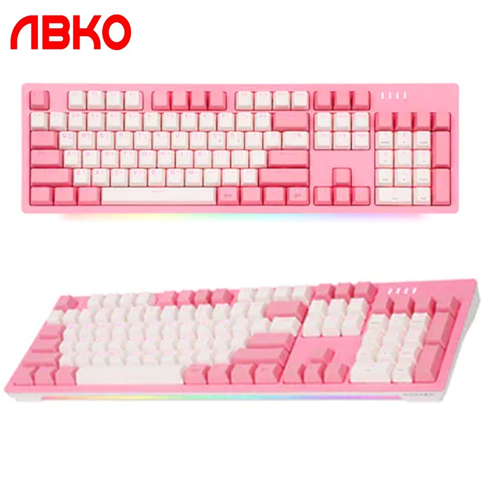 ABKO AN02 RGB Gaming Mechanical Keyboard with BL BR Switch in Pink