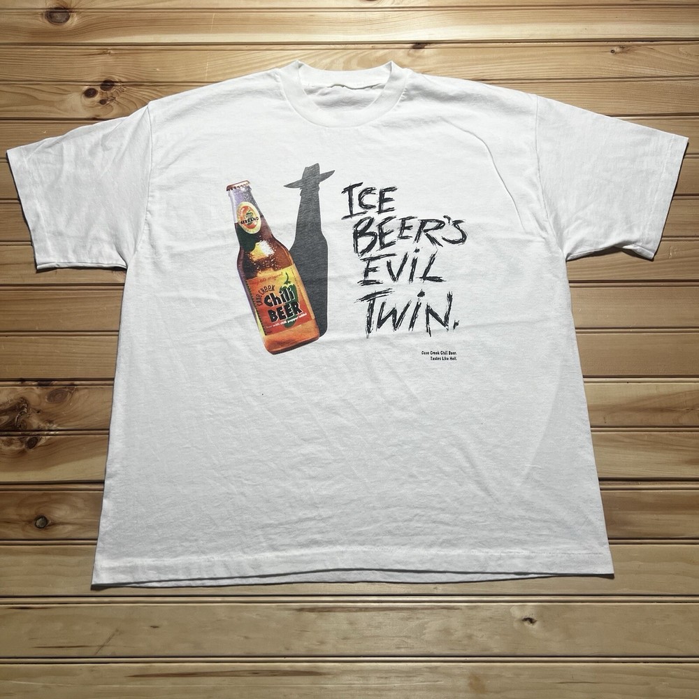 Vintage 90s Y2K Chill Beer Cable Creek Ice Beers Evil Twin Graphic Shirt Size XL