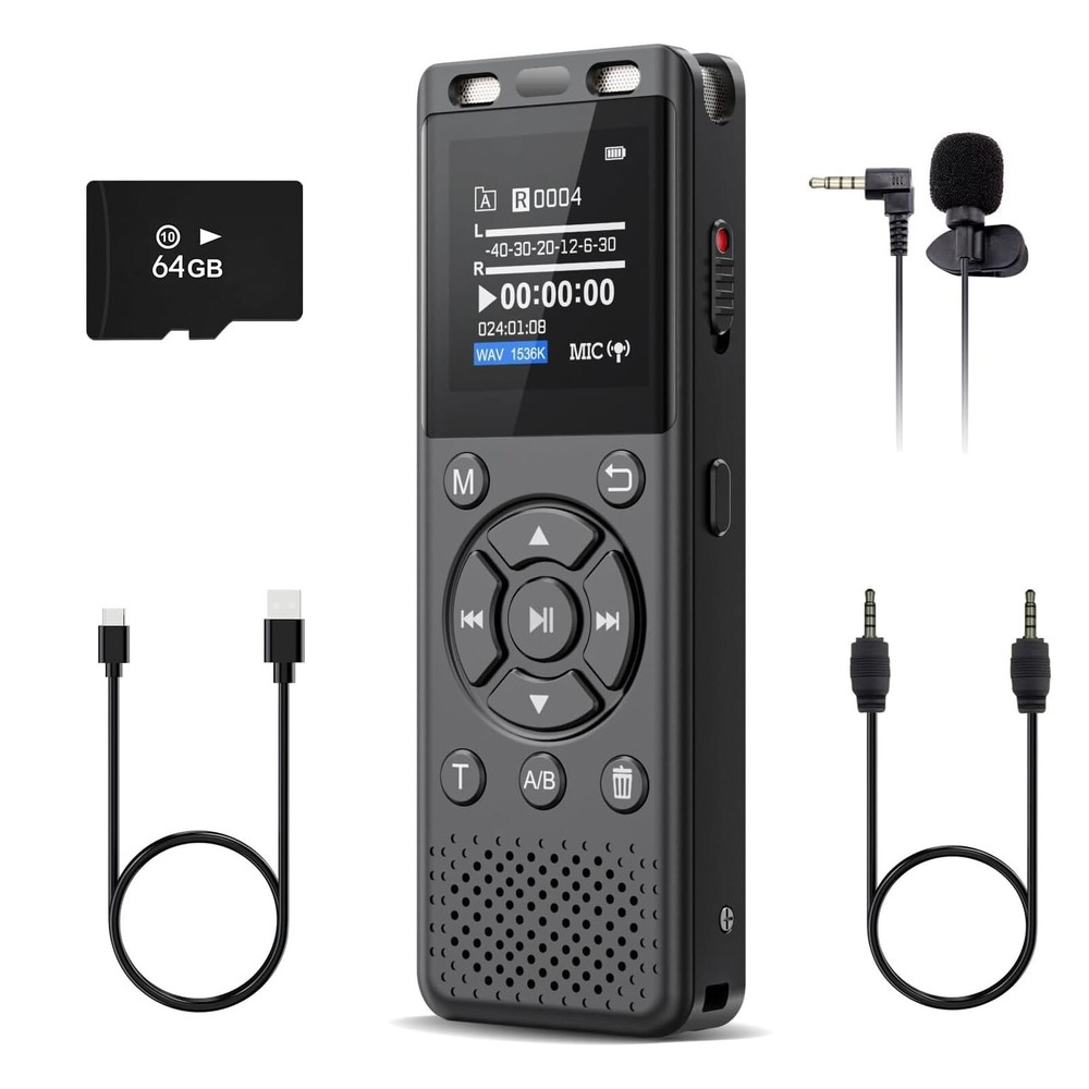 96GB Digital Voice Recorder One Click, HD Recording Easy Control Voice Record...