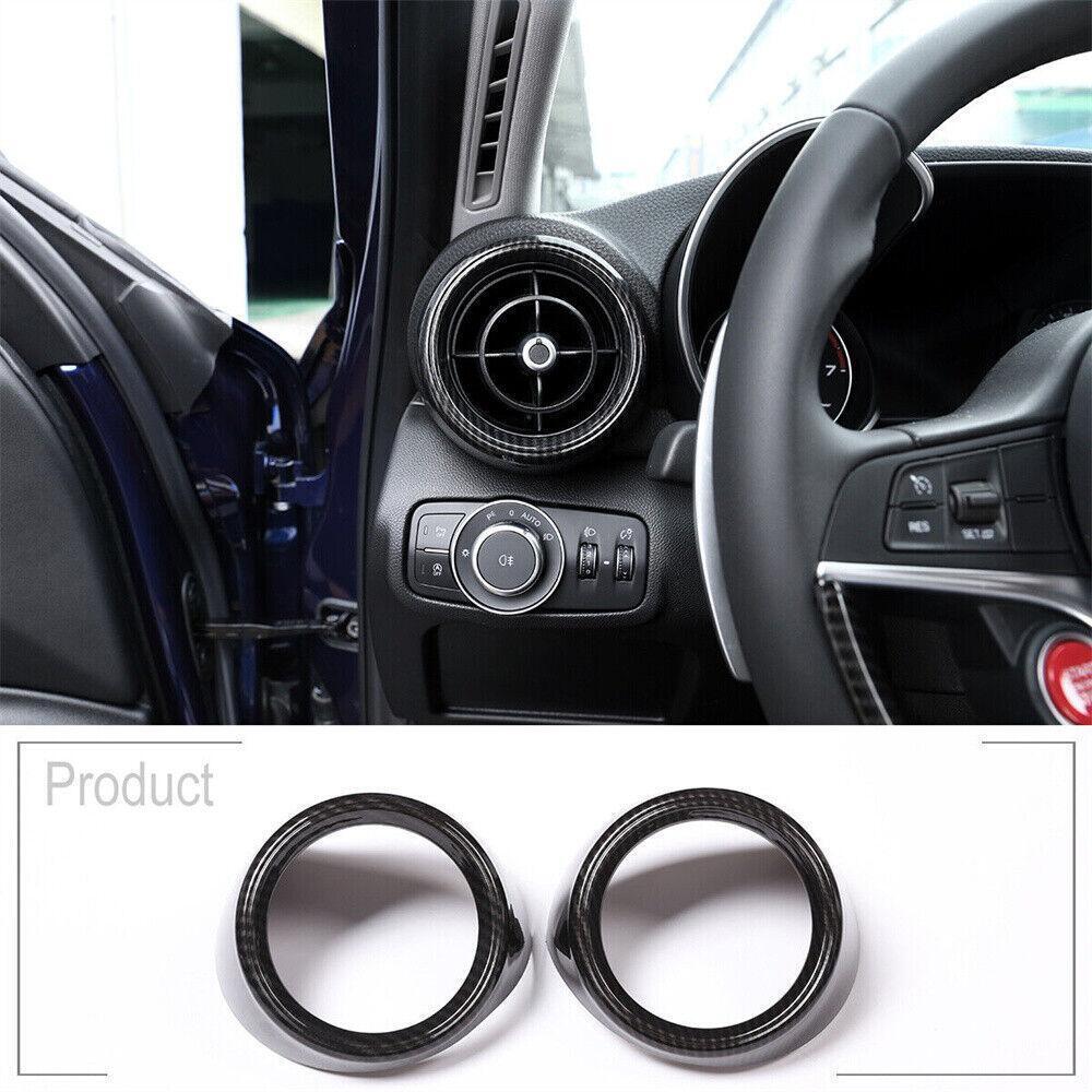 Carbon Fiber ABS Side Vent Socket Ring Cover for Alfa Romeo Giulia 2017-2023