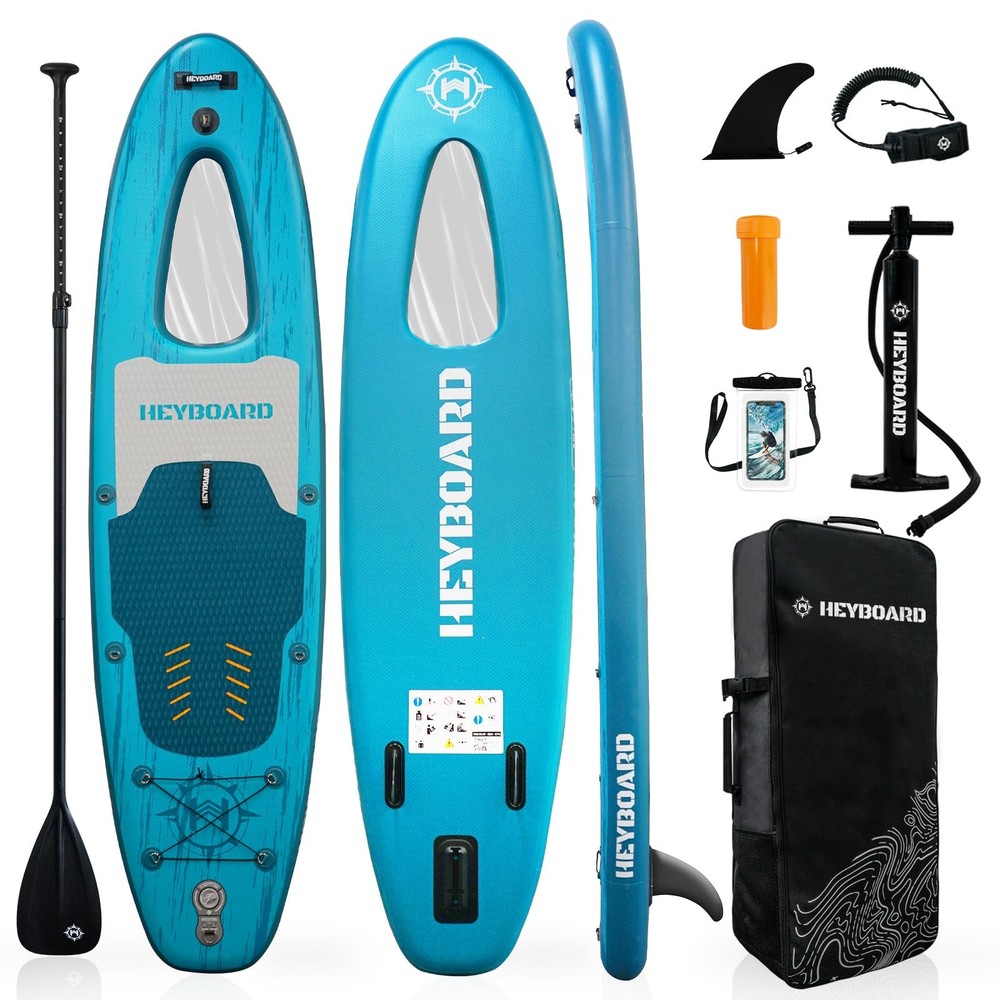 10'6 Inflatable Stand-Up Paddle Board with Clear View Window for Water Exploration