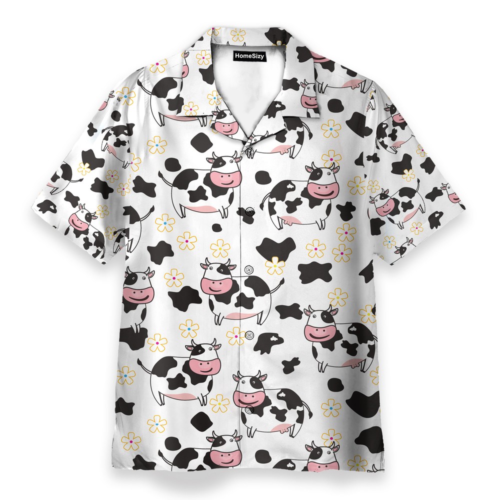 Funny Cow Print Hawaiian Shirt with Button Up Design for a Unique Style