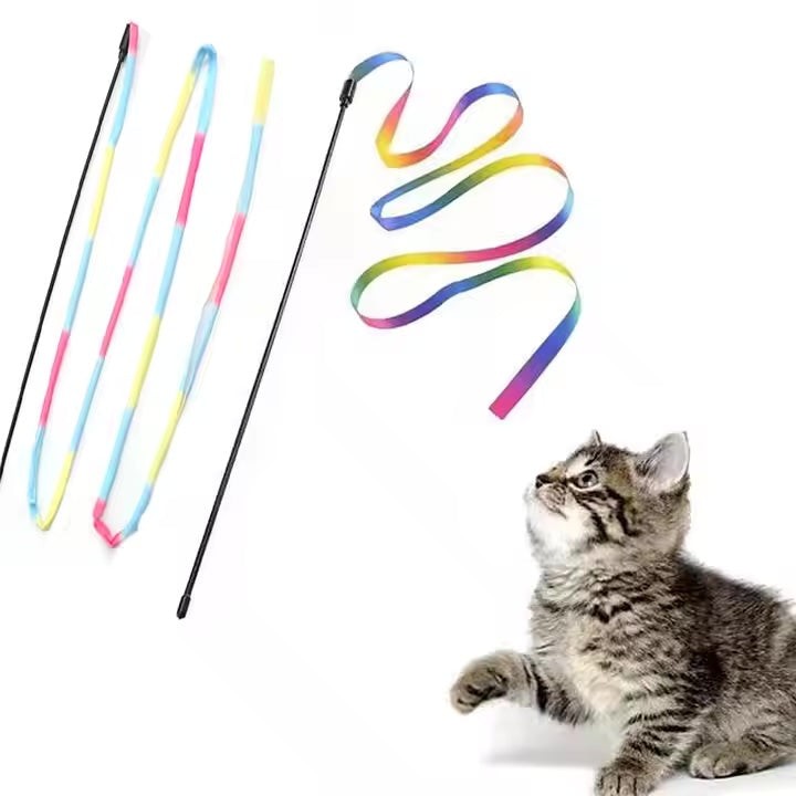 Rainbow Chase Wand Toy with Colorful String for Cats - Reimagined Classic Play