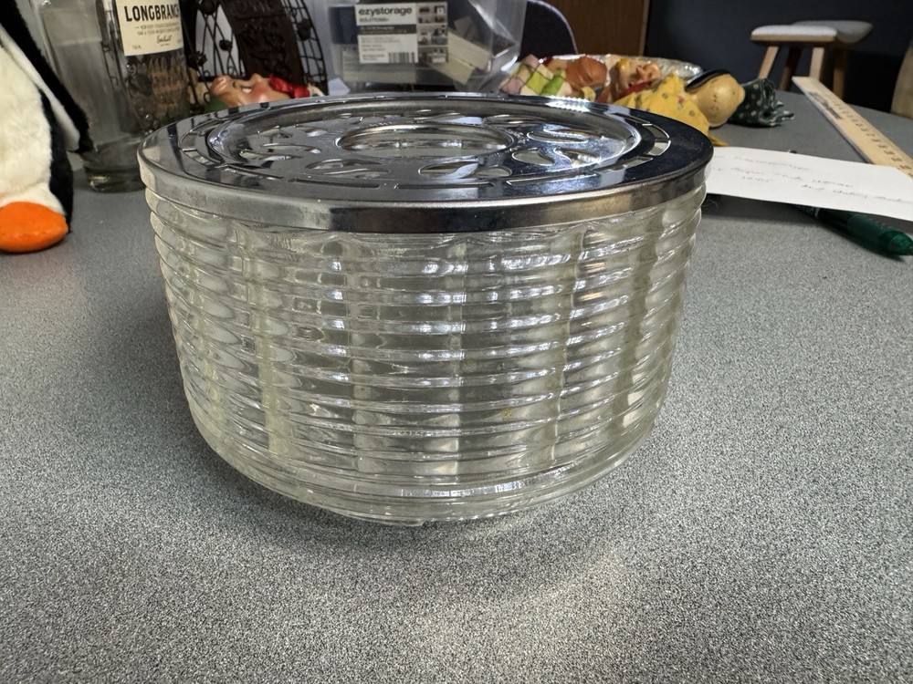 Mid Century Modern Silex Ribbed Cut Glass Candle Warmer 1940s-50s