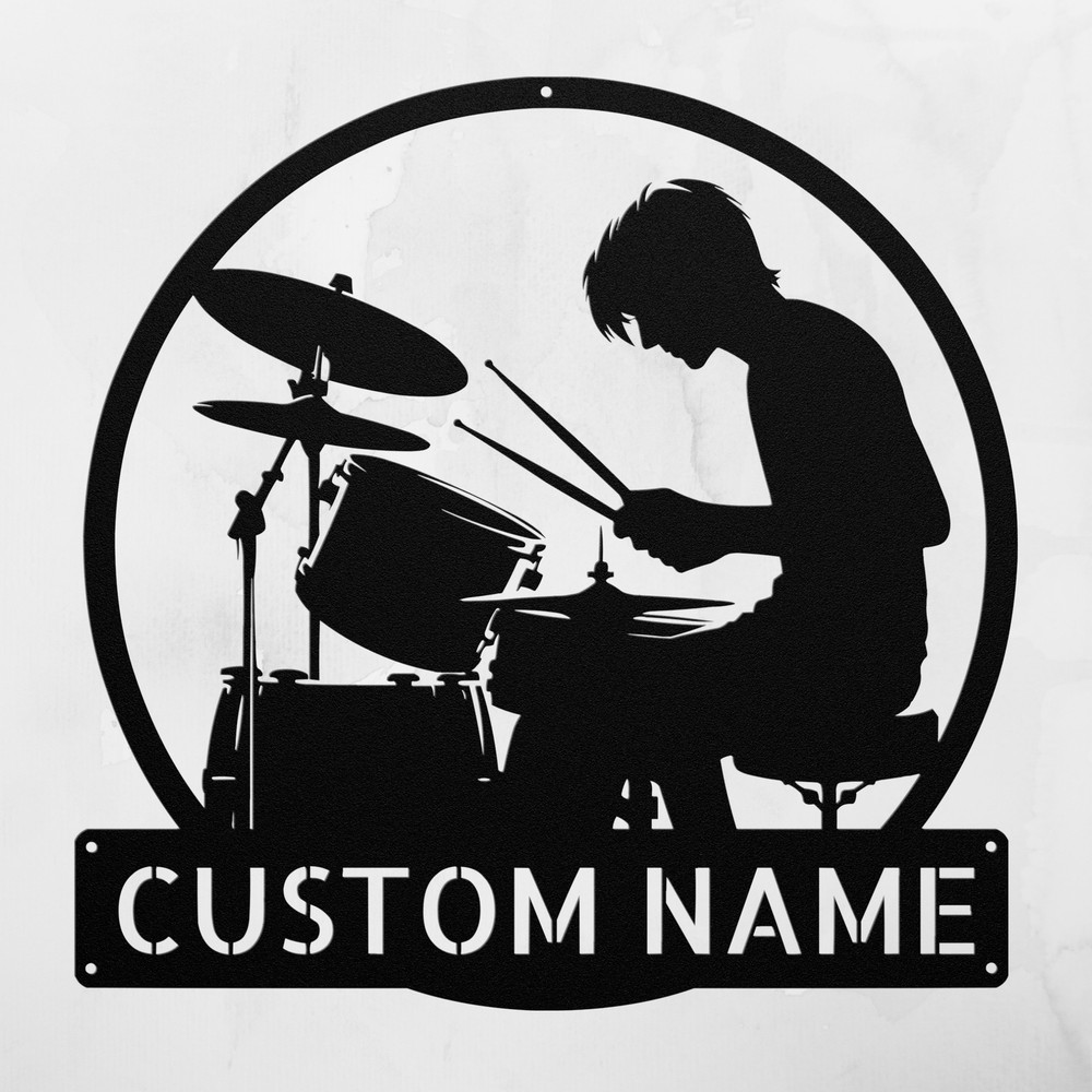 Personalized Rock Drummer Metal Sign Custom Name Decor Gift for Music Lovers