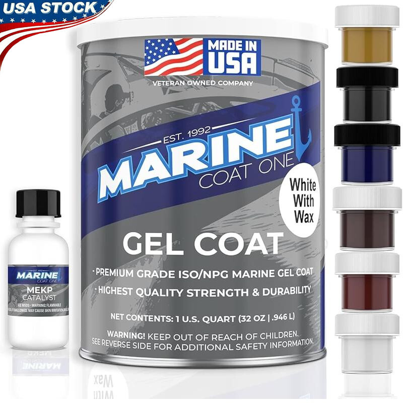ISO NPG Gel Coat White with Wax MEKP Catalyst for Boat Fiberglass Repair Kit  