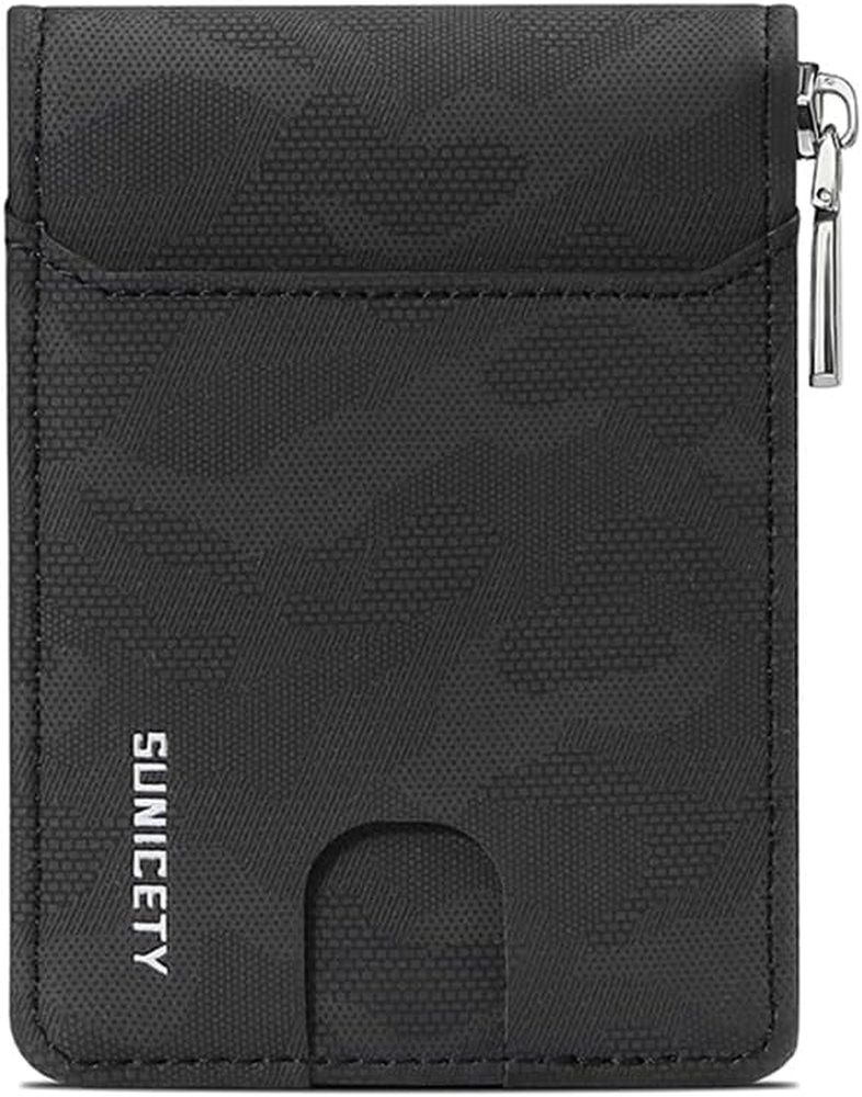 Credit Card Wallet, Zippered Business Card Holder for Men'S and Women'S, RFID Lo-image