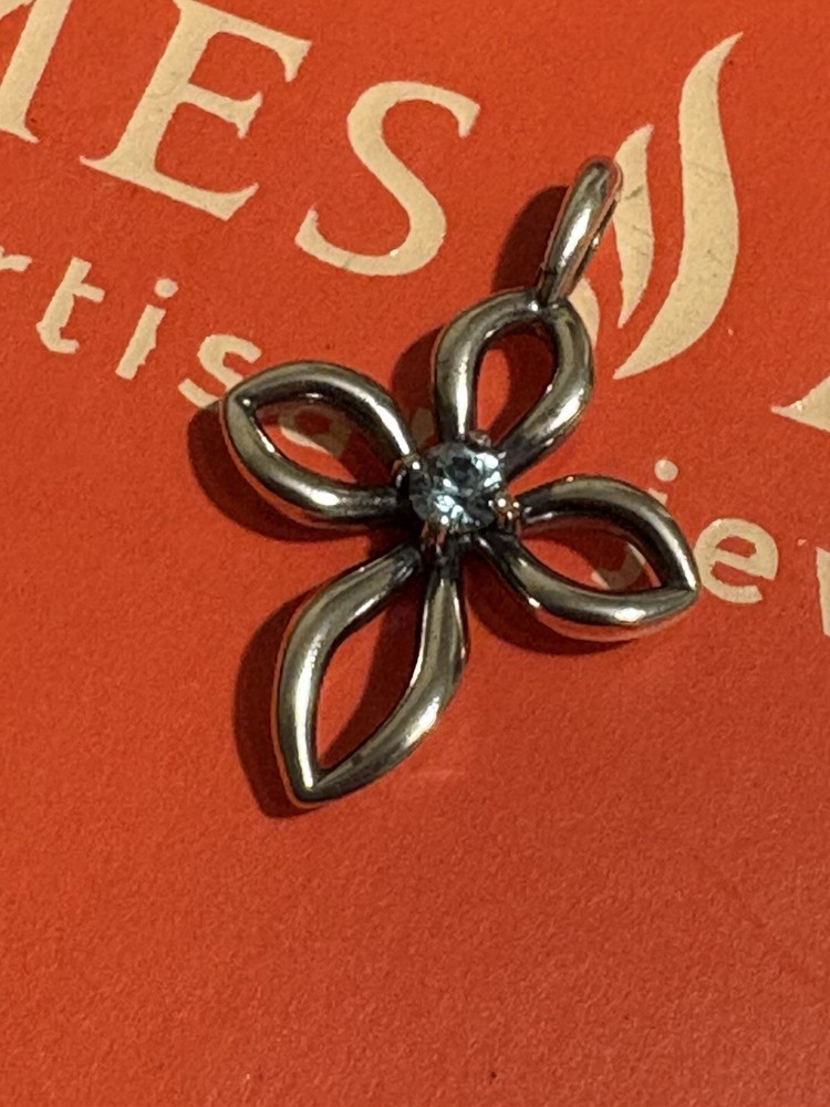 James Avery 925 Lab Created Aqua Spinel Remembrance Cross Pendant