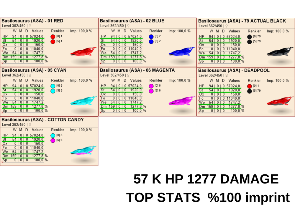 Basilosaurus 1277 DMG 57 K HP TOP STATS Ark Survival Ascended Official PVE