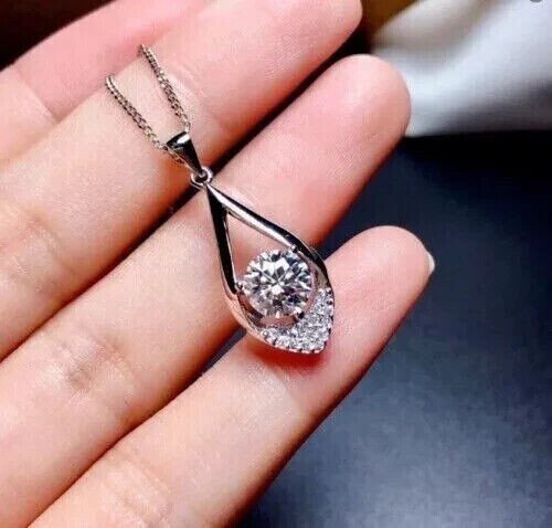 2Ct Round Cut Simulated Diamond 14K White Gold Plated Women's Fancy Pendant