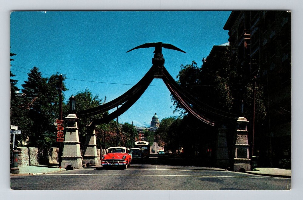 Salt Lake City UT-Utah, Eagle Gate, Scenic Landmarks, Vintage Postcard