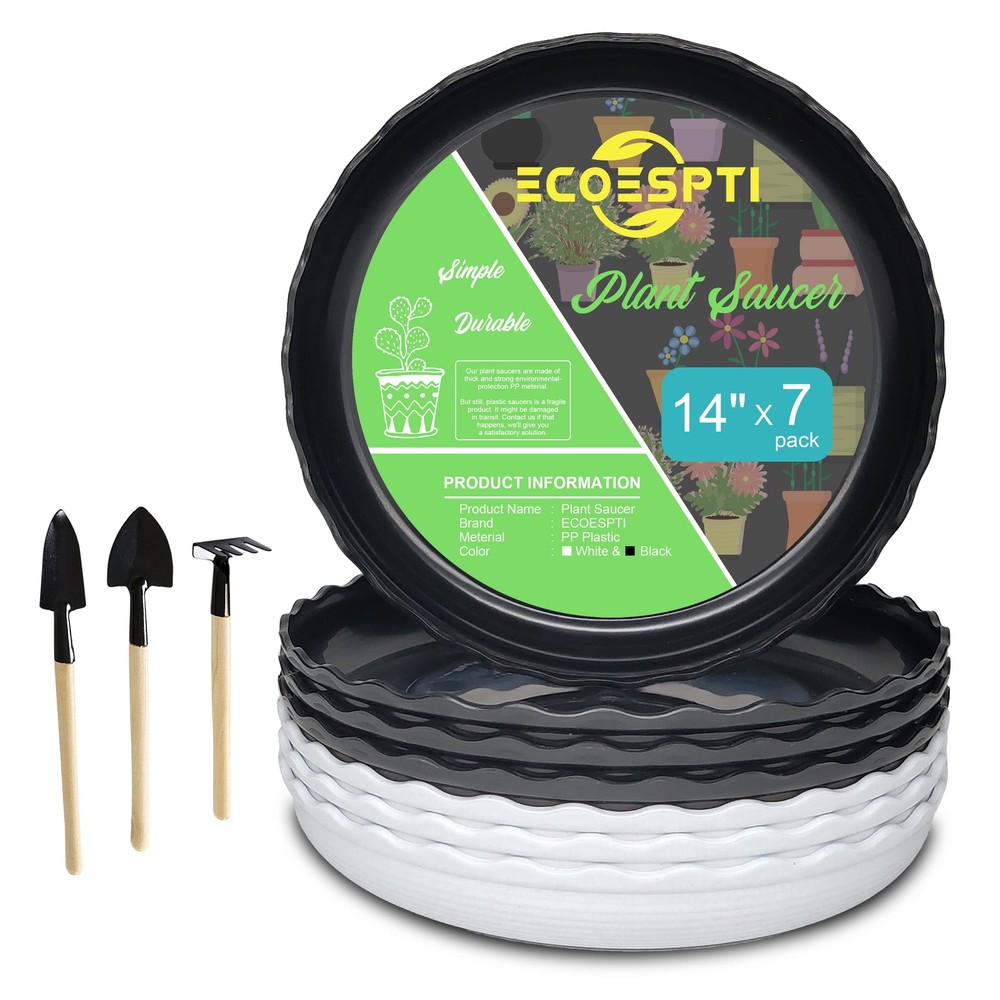 Plant Saucer, 7 Pack 8 10 12 14 15 Inch Durable Plastic Plant Trays for Pots,...