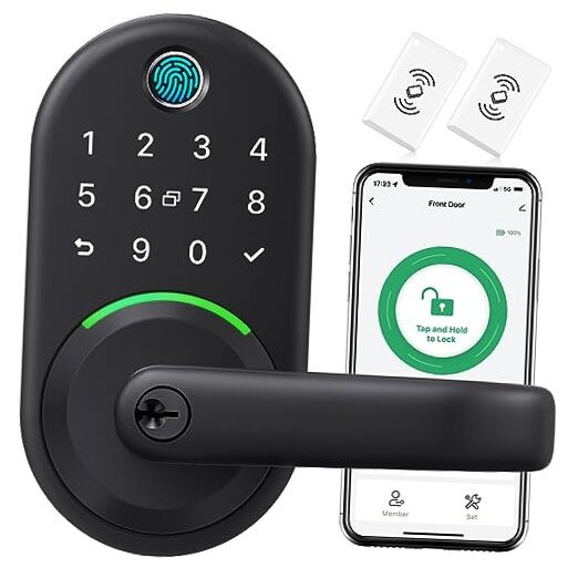 Smart Keypad Fingerprint Door Handle Lock for Keyless Entry