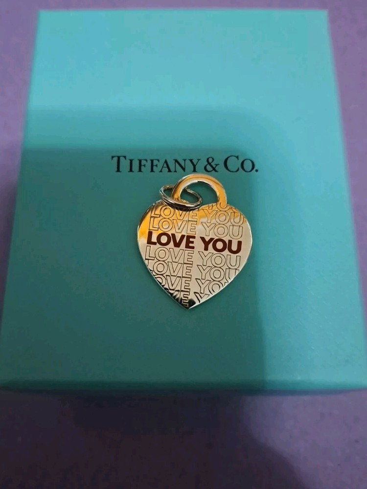 Tiffany Co  LOVE YOU Red Enamel Heart Charm Sterling Silver 925