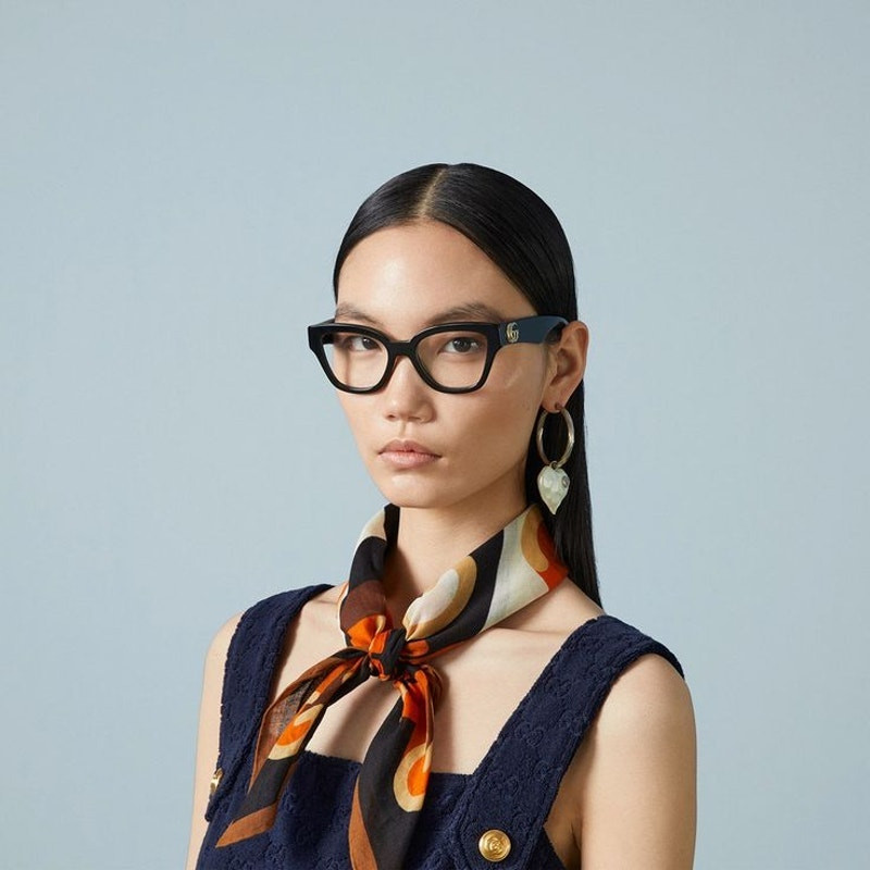 Gucci GG1424O 005 Black Transparent Women Sunglasses Authentic