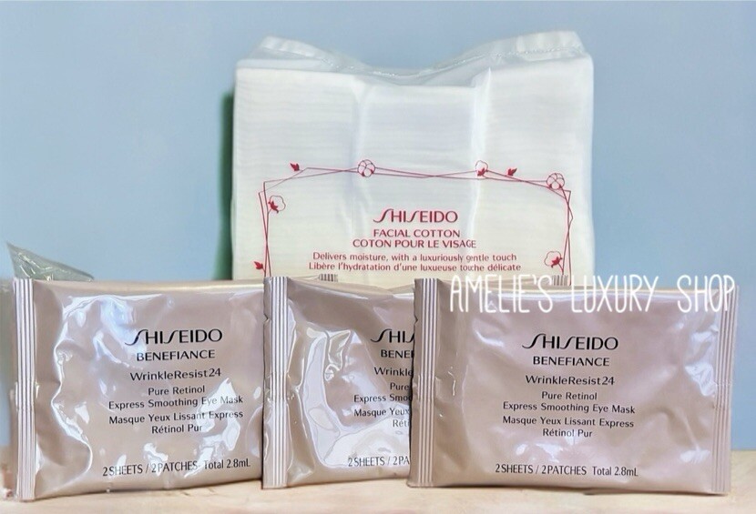 3✖️ Shiseido Benefiance Pure Retinol EYE MASK/Facial 100% Cotton Pads 165 Sheets