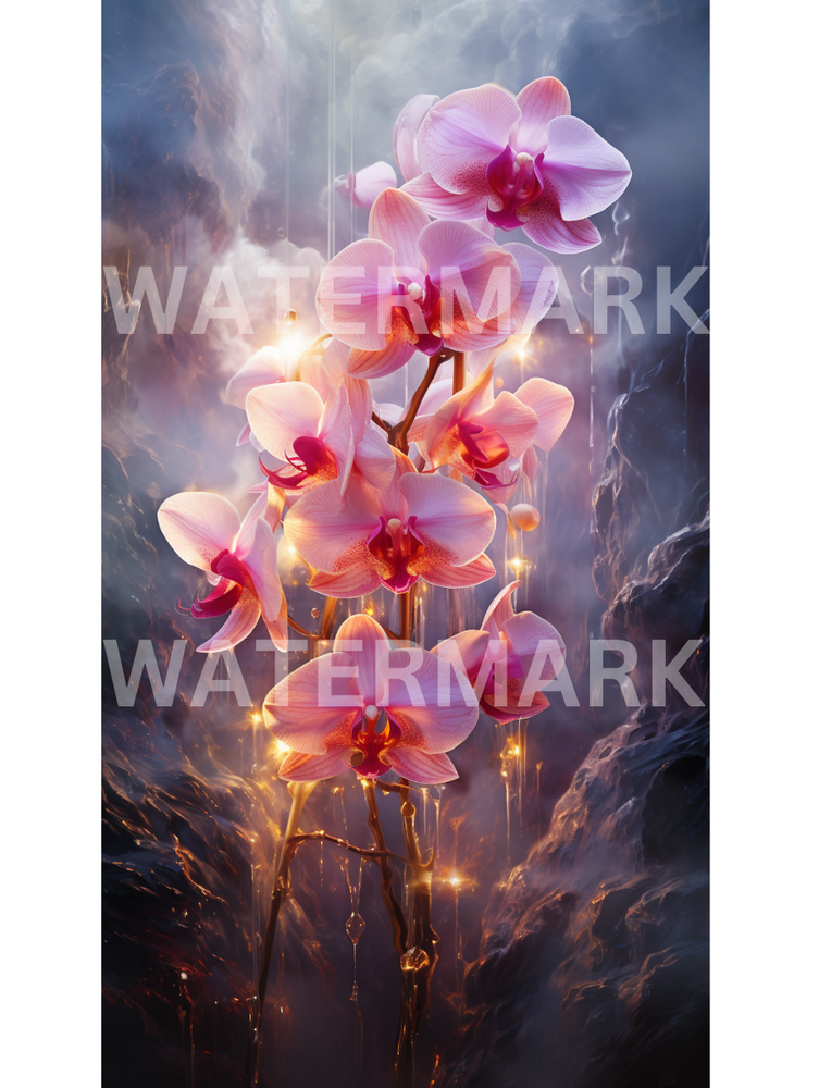 Galaxy Pink Orchids Digital Art Wallpaper for Desktop-image
