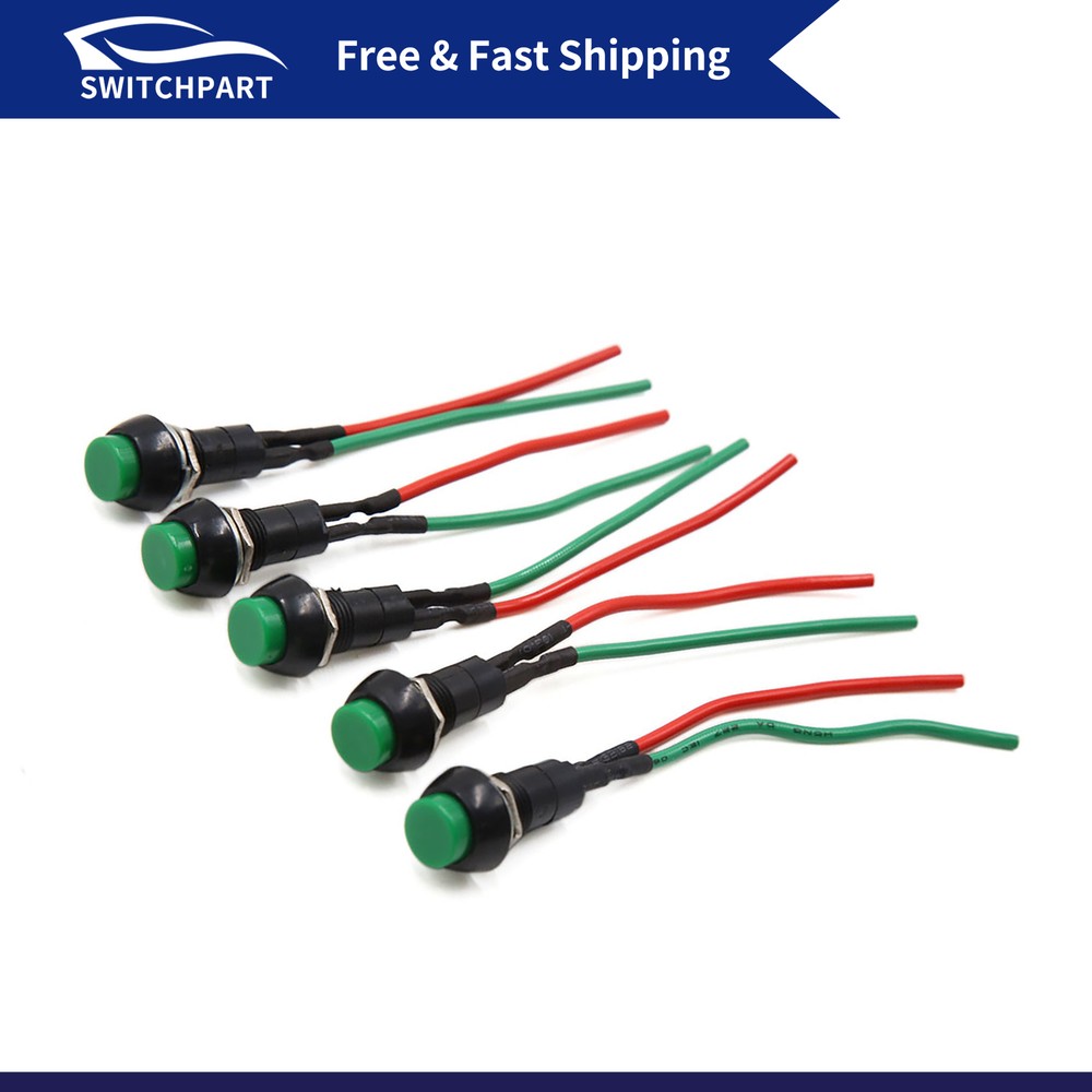 12-24V Round Momentary Car Push Button Switch 5-Pack  
