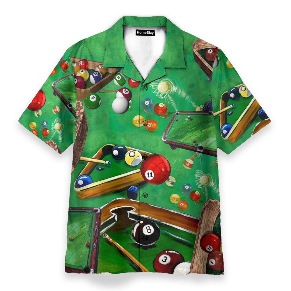 Playing Pool Billiard Tropical   Hawaiian Shirt