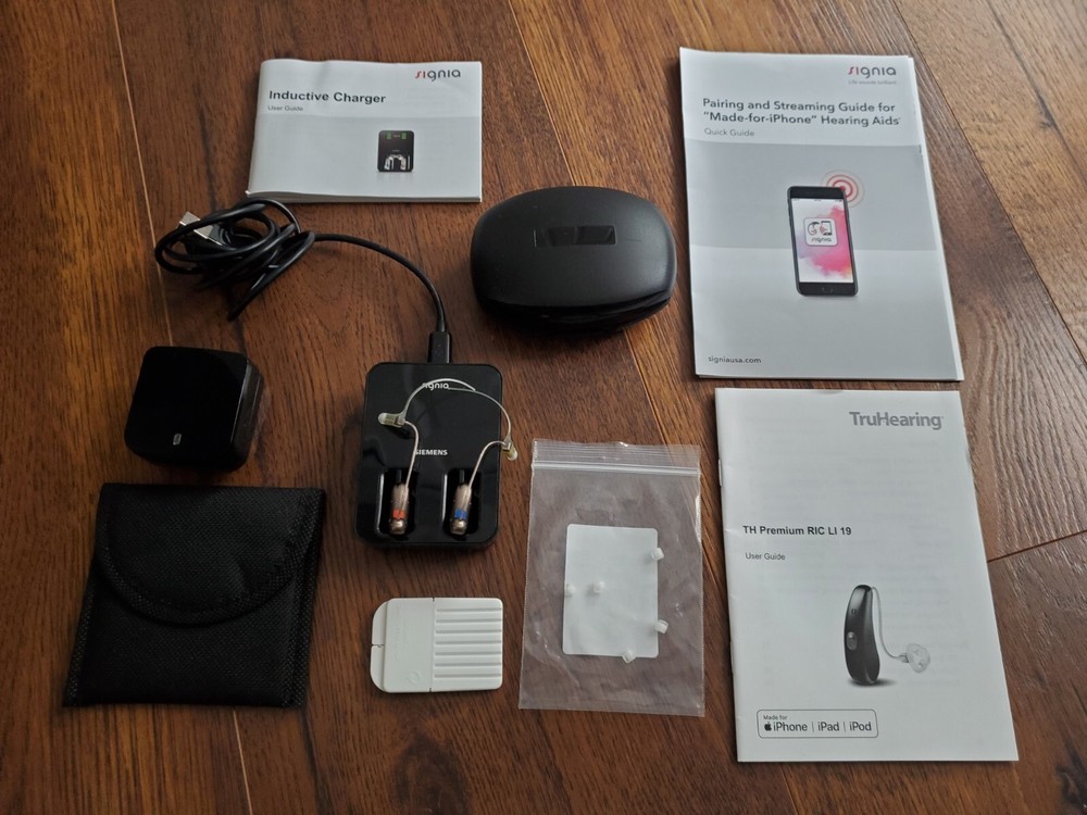 TruHearing TH Premium RIC Li19 Hearing Aids (Right and Left) Case & Charger