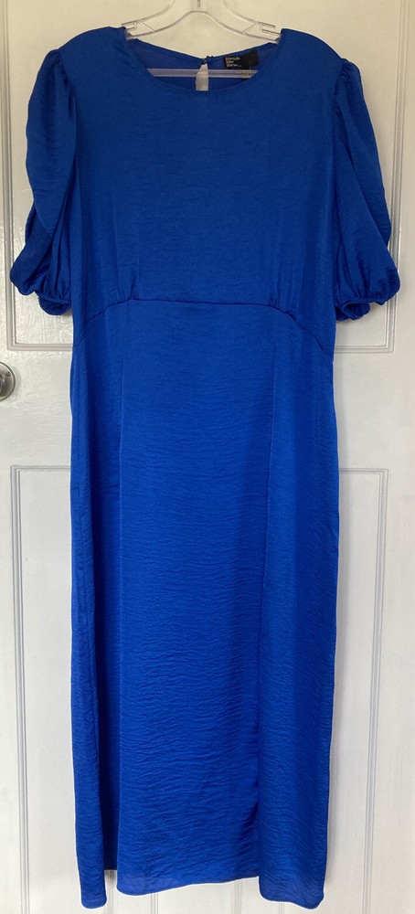 BEAUTIFUL FRIENDS LIKE THESE BRIGHT BLUE SATIN SHORT SLEEVED DRESS- SIZE 18 -NEW