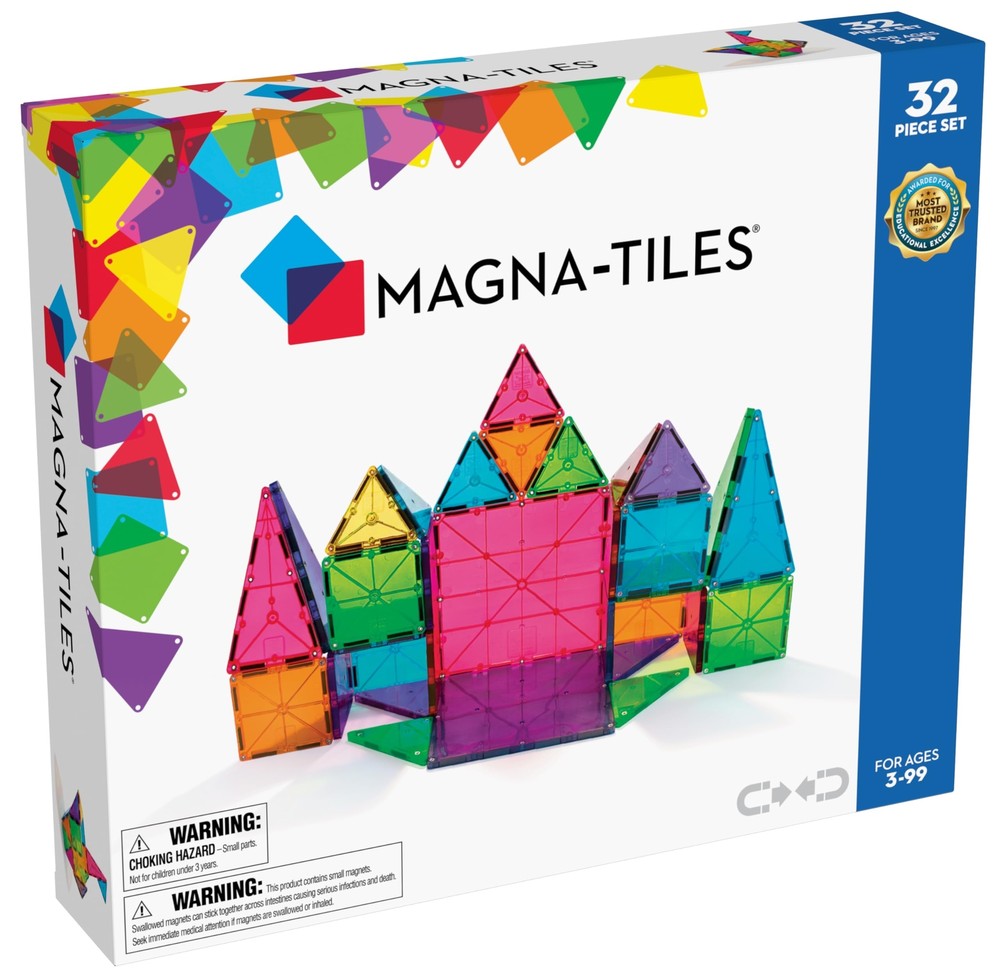 MAGNA-TILES Classic 32-Piece Magnetic Construction Set The ORIGINAL Magnetic ...