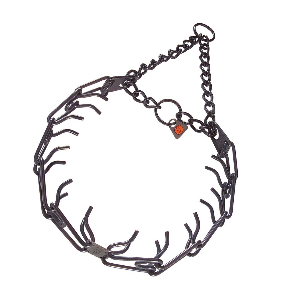 Black 3.2mm Stainless Steel Dog Prong Collar 23in 58cm with O Ring