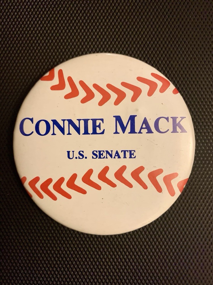 Connie Mack Florida Senate Baseball 3 Inch Publicity Campaign Button Pin