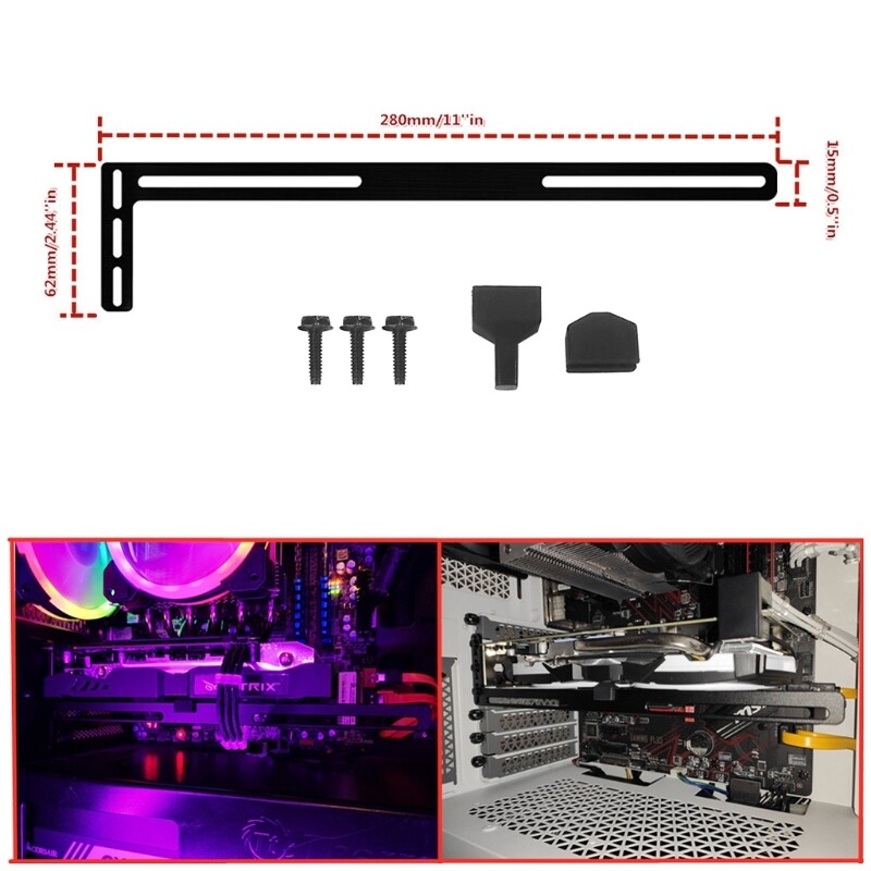 Universal Aluminum Graphics Card Support Frame GPU Brace L-shaped Cooling