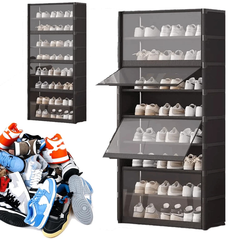 9-Layer Plastic Shoe Rack Organizer with Dustproof Shelf Storage