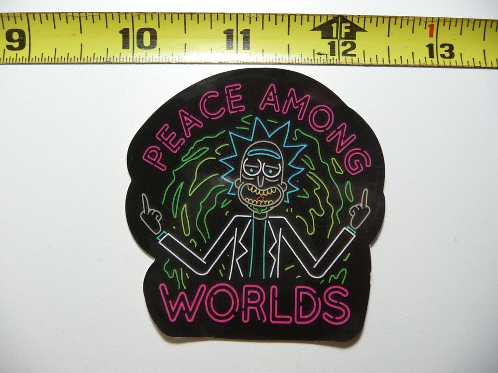 PEACE WORLDS CARTOON FUNNY NEON STYLE STICKER DECAL COLORFUL FUNNY