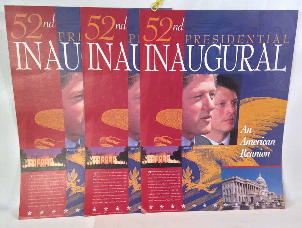 Vintage 1993 President Bill Clinton Inaugural Poster Lot Of 3 Nice
