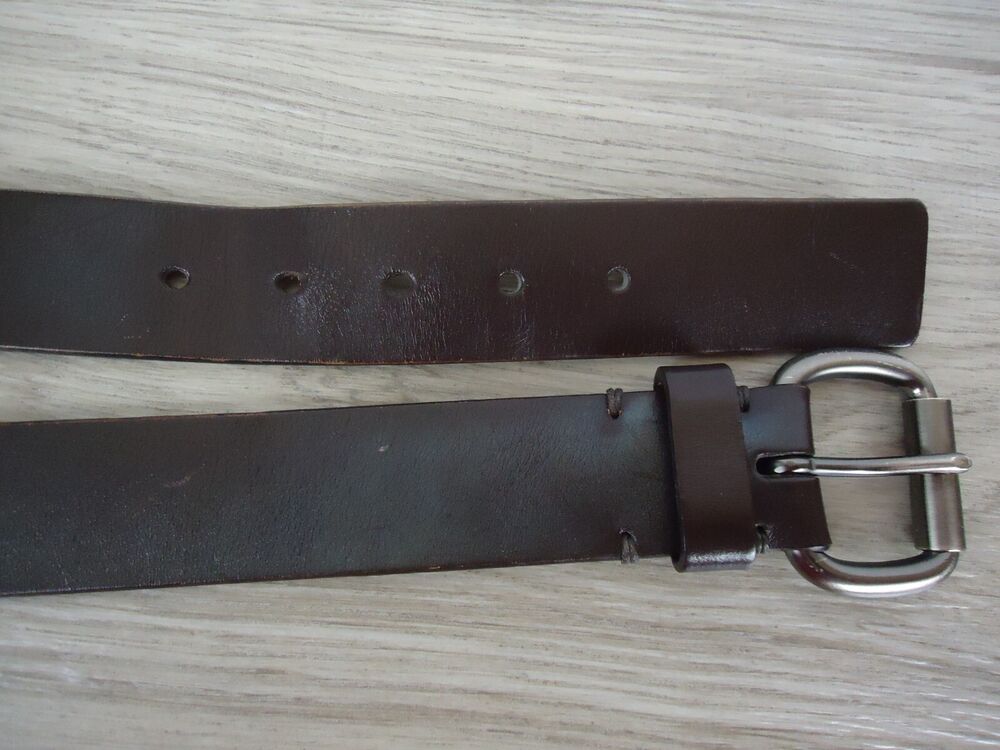 Brown Leather Belt 36 in Gun Metal Buckle Hardware Classic Chore Ranch Dress 90s
