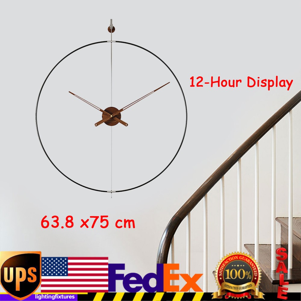 Minimalist Metal Ring Silent Large Wall Clock Iron Modern Design Home Black