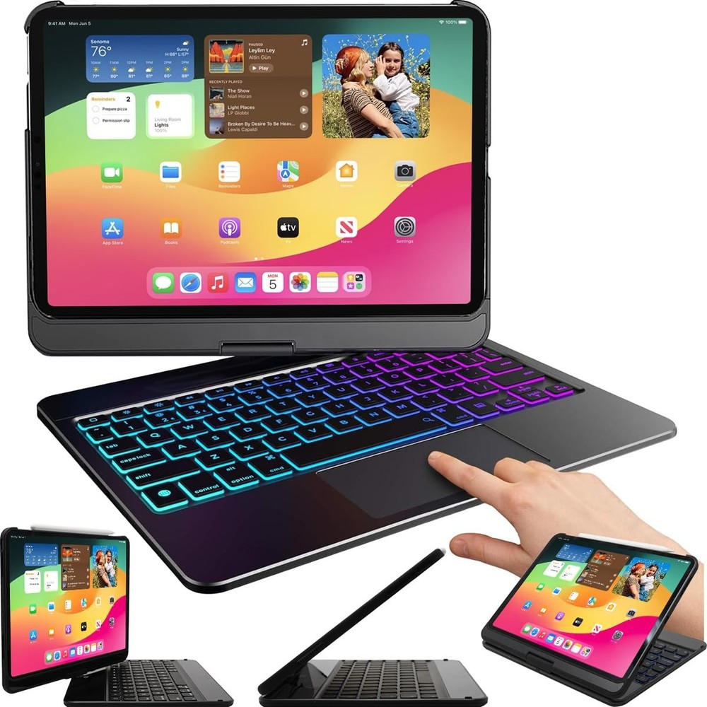 iPad Air 11-Inch Keyboard Case with Backlit Trackpad & 360 Protection